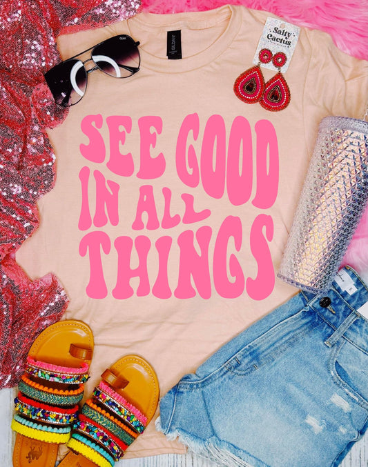 See All Good Things Retro Peach Tee