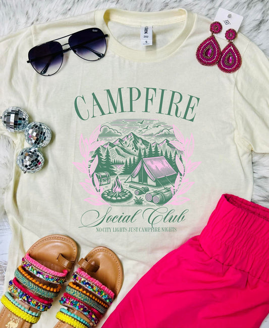 *DTG* Camp Fire No City Lights Ivory Tultex Tee