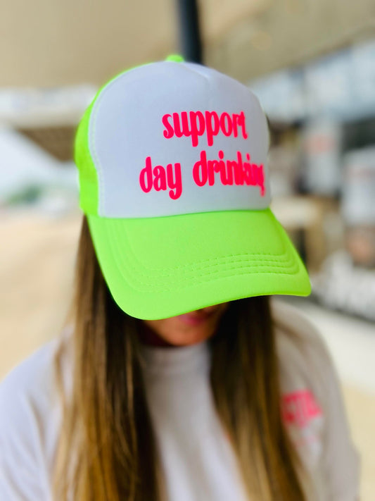 *TRUCKER HAT PUFF* Support Day Drinking Neon Green