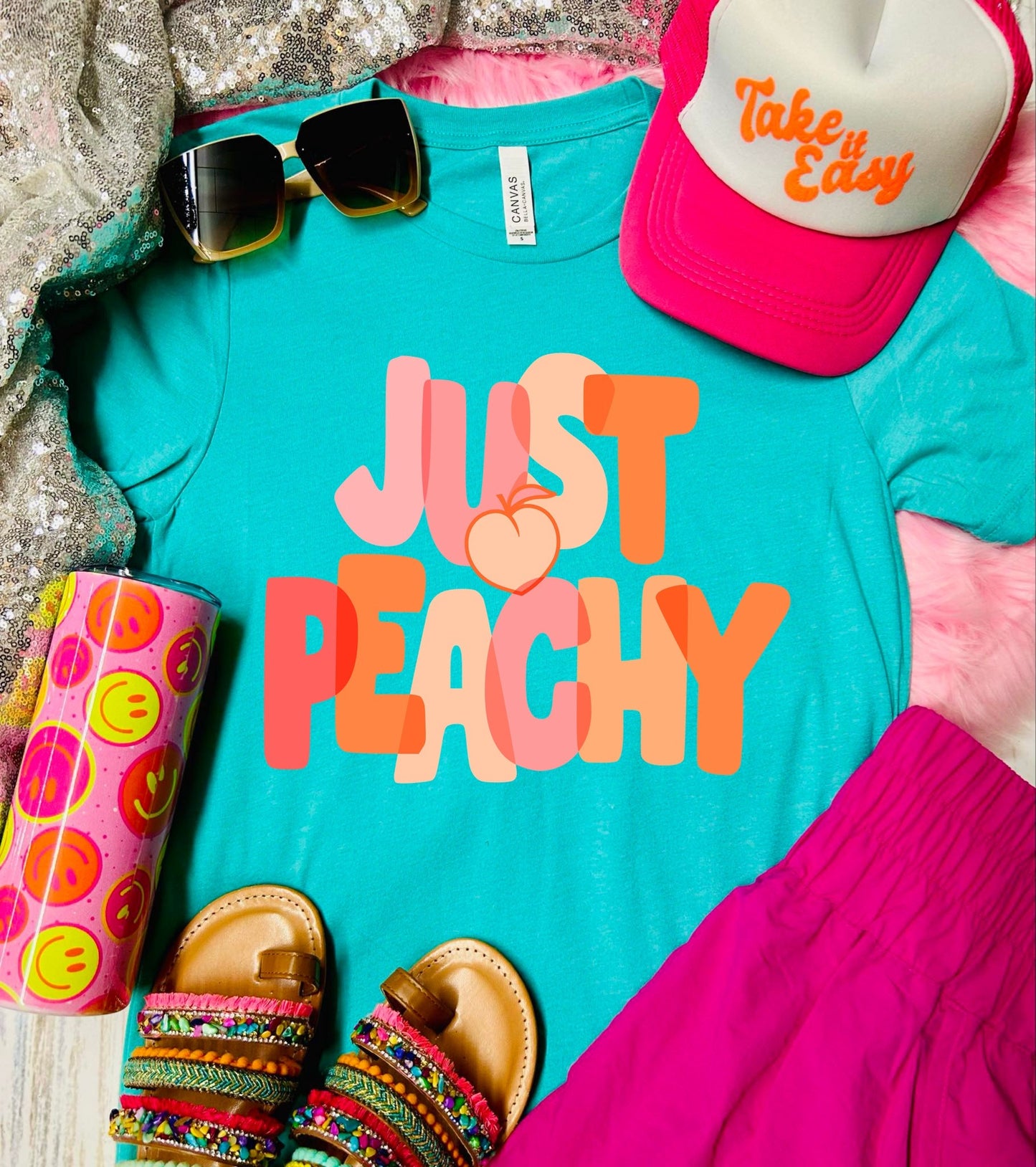 *DTF* Just Peachy Seafoam Bella Tee