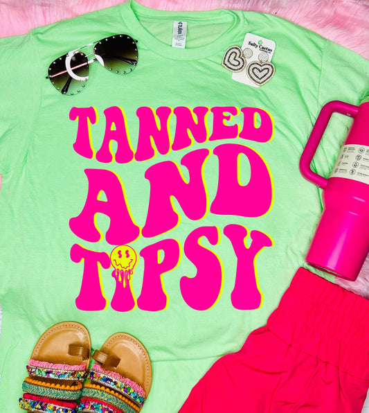 Tanned & Tipsy Retro Neo Mint Tee