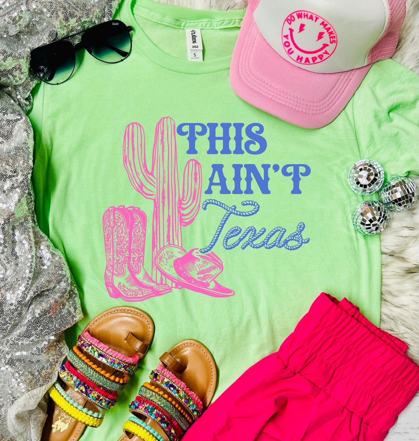 *DTF* This Ain't Texas Boots Neo Mint Jerzee Tee