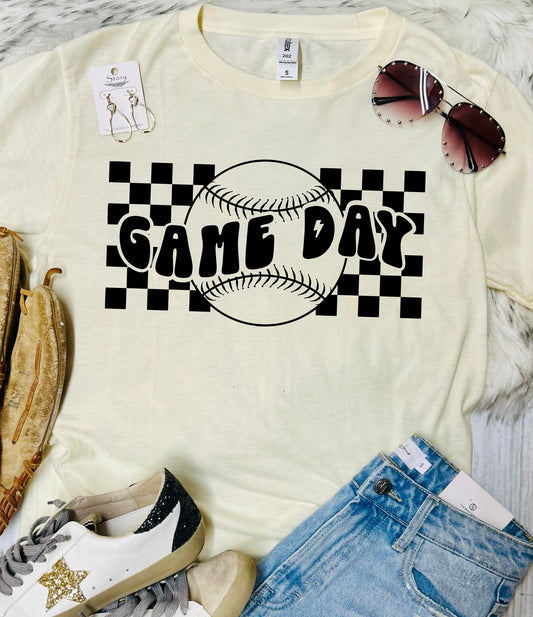 Game Day Checkered Ball Natural Tultex Tee