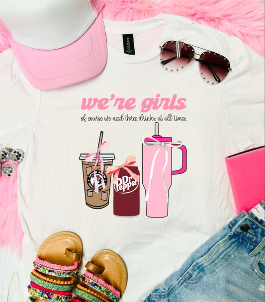 We're Girls Dr. Pepper White Tee