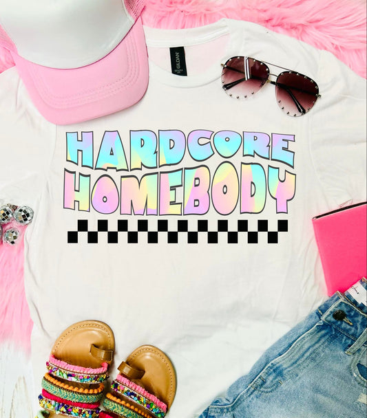 Hardcore Homebody Watercolor White Tee