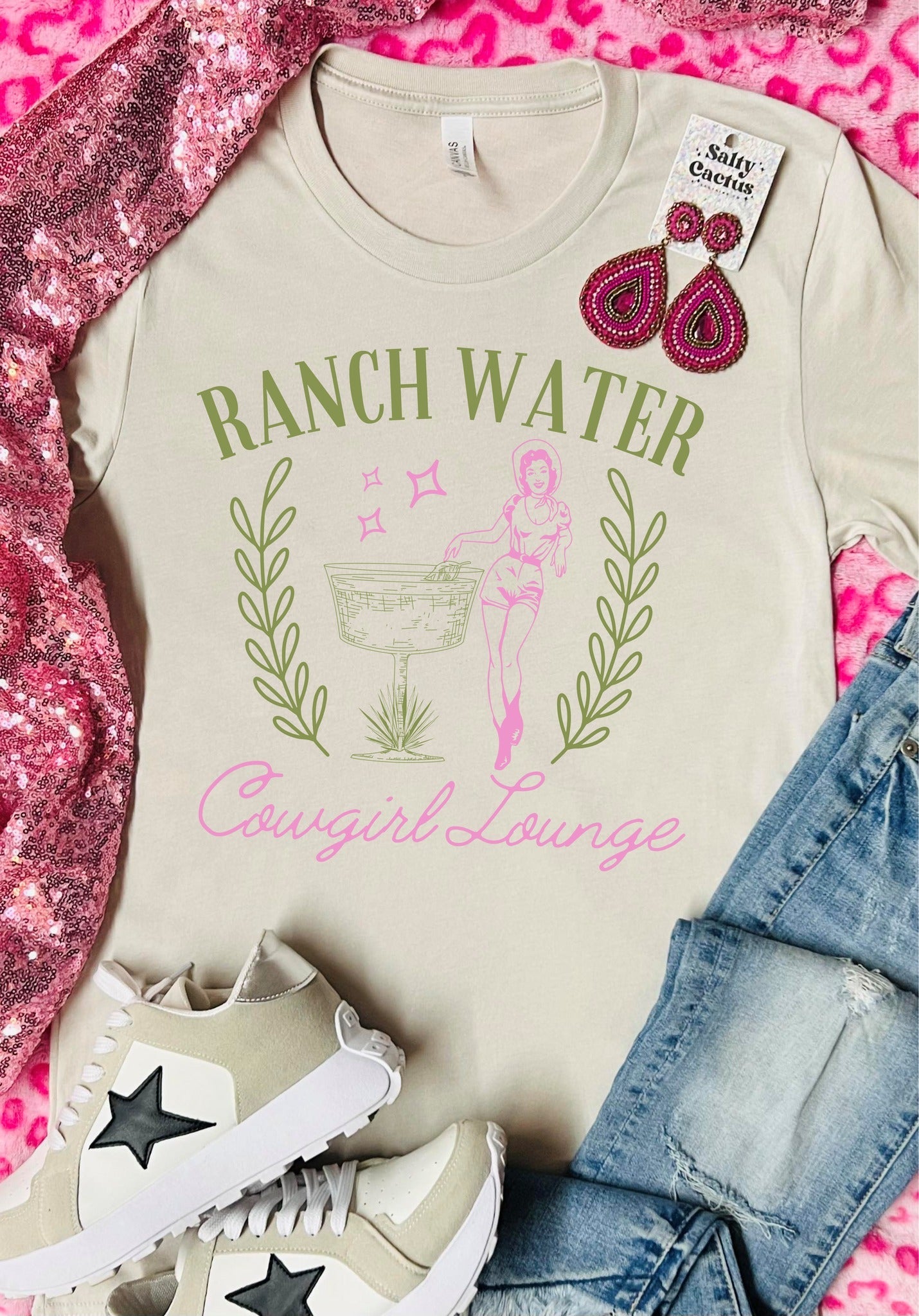 Ranch Water Cowgirl Lounge Tan Tee