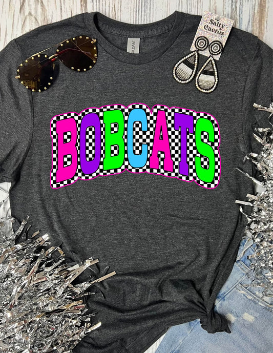 *DTF* Custom Spirit Neon Checkered Grey Tee