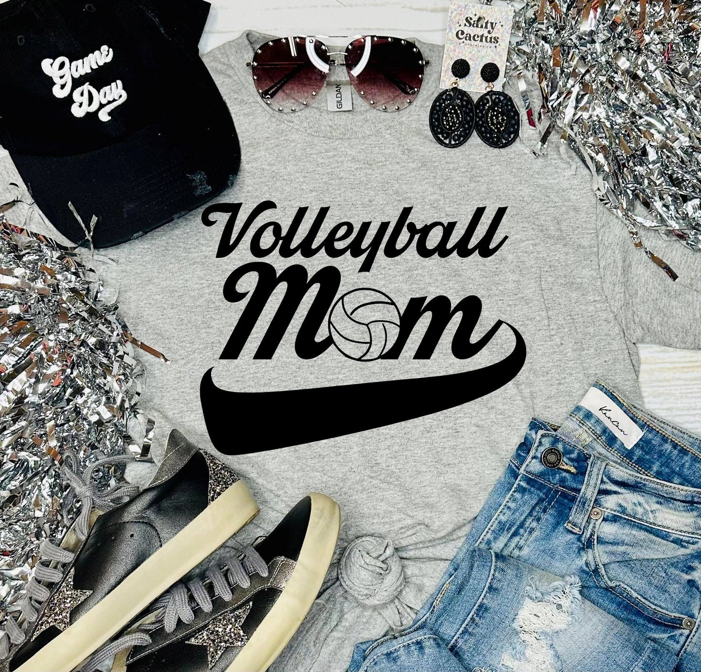 Volleyball Mom Retro Ash Grey Tee