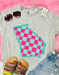 State Neon Glitter Checkered Ash Grey Tee