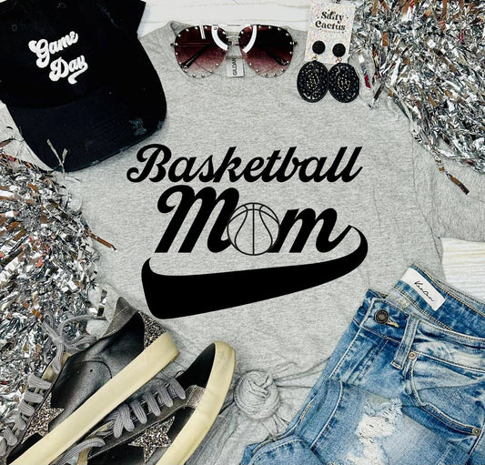 Basketball Mom Retro Ash Grey Tee