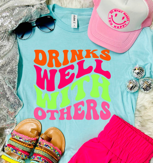 *DTF* Drinks Well With Others Heather Purist Tee