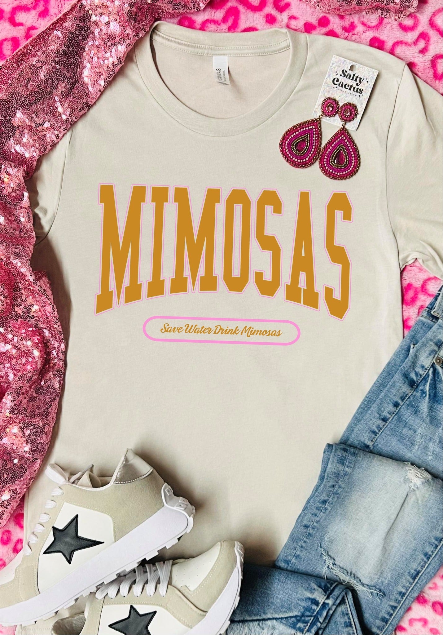 Mimosas Save Water Tan Tee