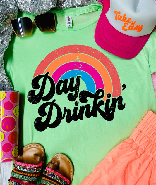 Day Drinkin' Neon Rainbow Neo Mint Tee