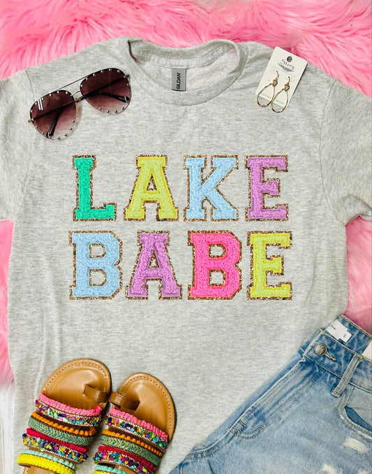 Lake Babe Faux Patch Ash Grey Tee