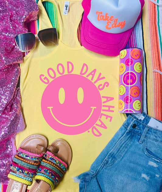 *DTF* Good Days Ahead Smiley Banana Cream Next Level Tank