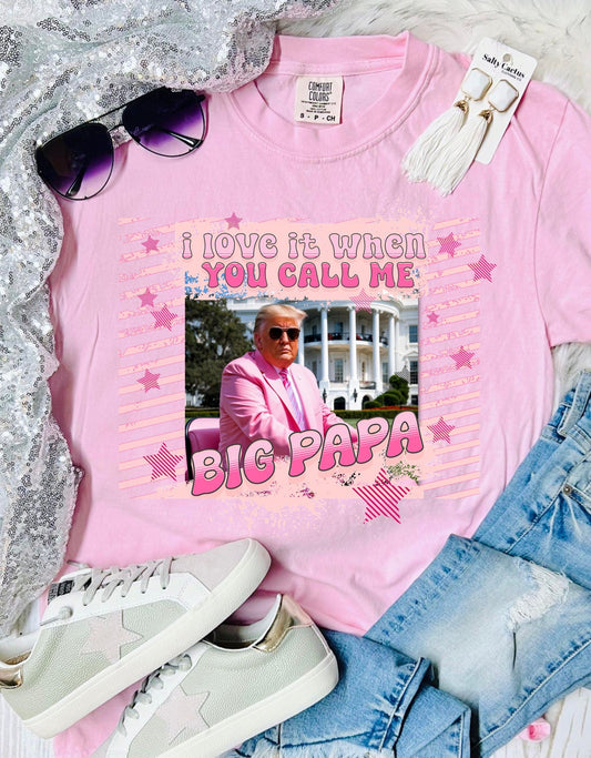 *DTF* I love it When You Call me Big Poppa T Baby Pink Comfort Color Tee