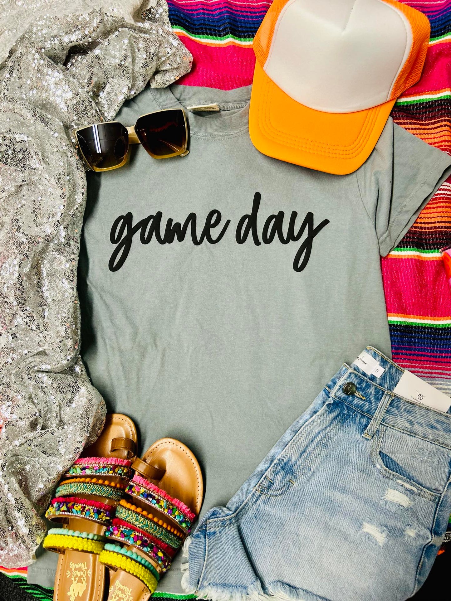 *PUFF* Game Day Cursive Granite Comfort Color Tee