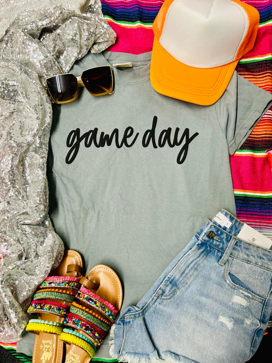 *PUFF* Game Day Cursive Granite Comfort Color Tee