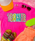 *DTF* Colorful Dalmation Name Neon Pink Comfort Color Tee