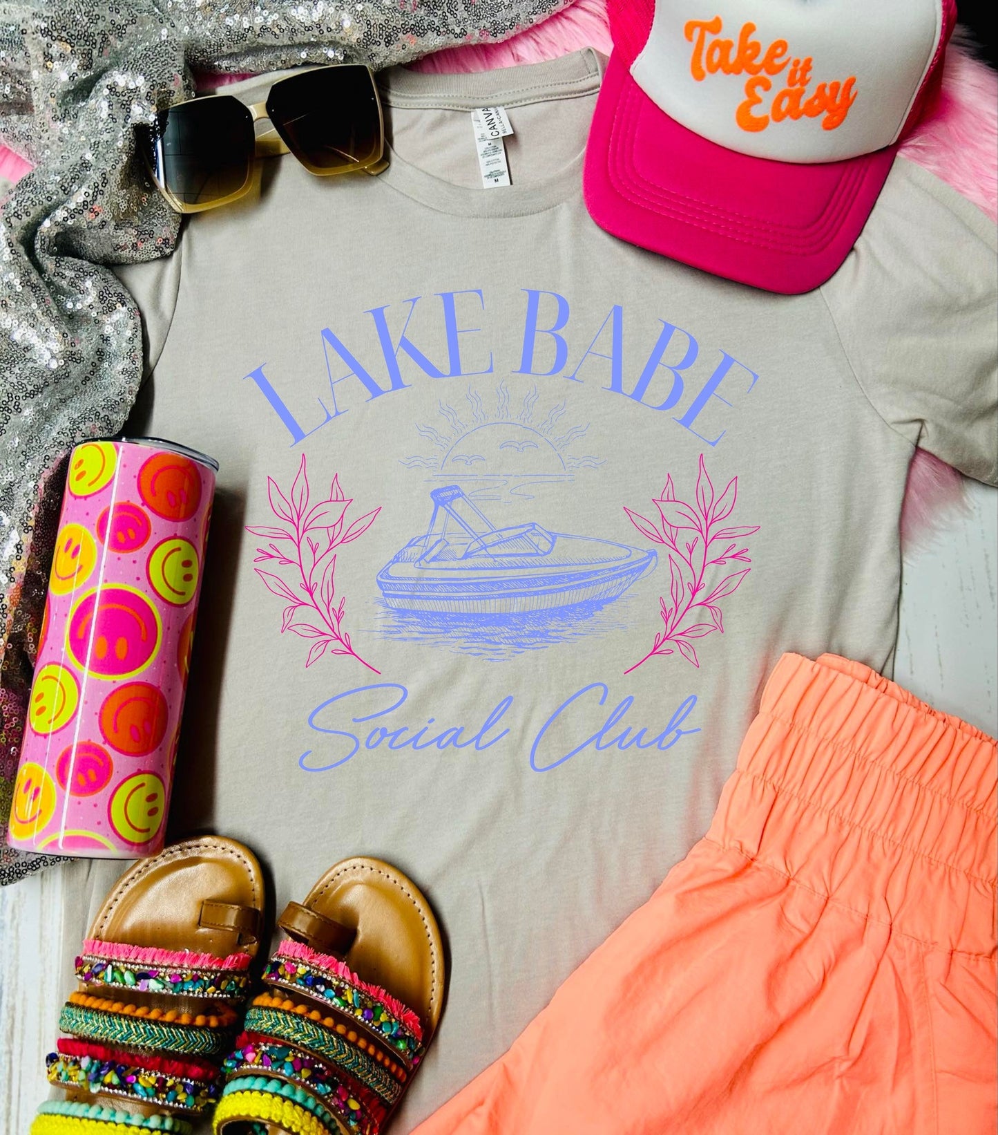 Lake Babe Social Club Tan Tee