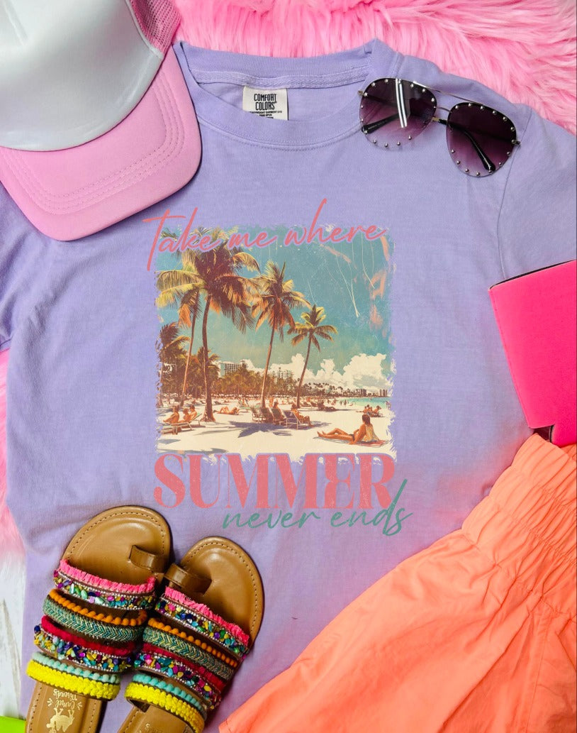 *DTF* Take Me Where Summer Orchid Comfort Color Tee