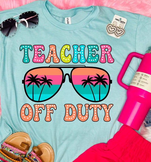 *DTF* Teacher Off Duty Sunglasses Heather Purist Blue Tultex