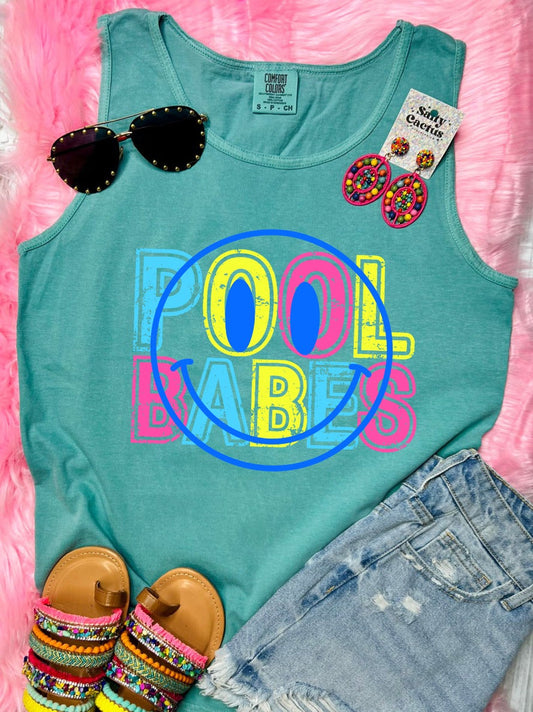 *DTF* Pool Babes Neon Colors Seafoam Comfort Color Tank