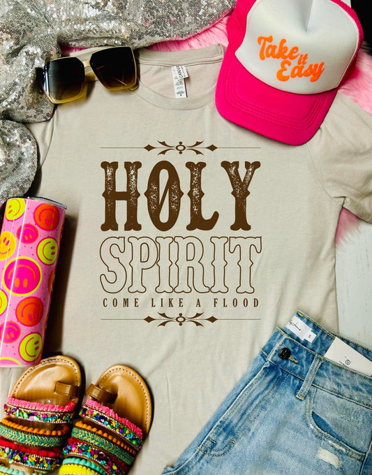 Holy Spirit Come Like a Flood Tan Tee