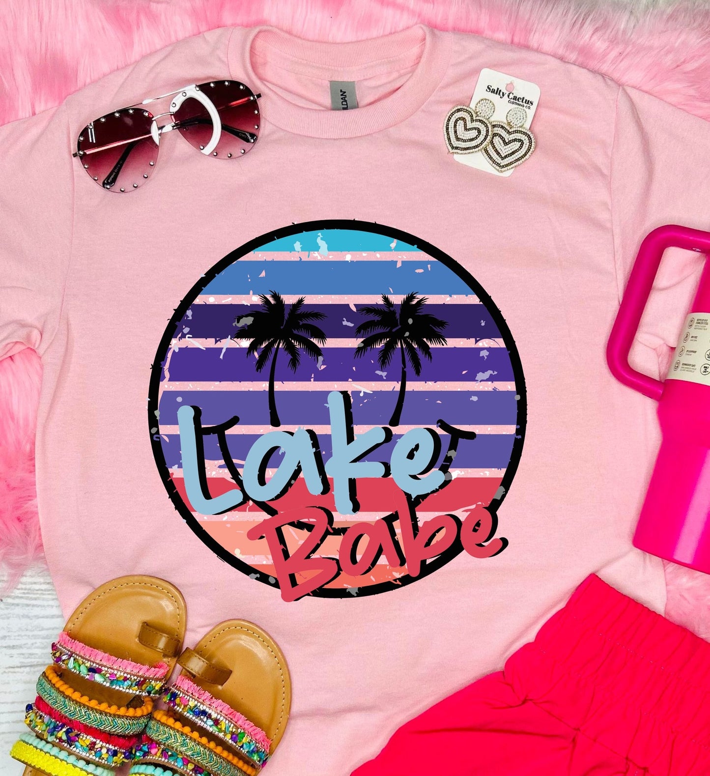 Lake Babe Smiley Baby Pink Tee