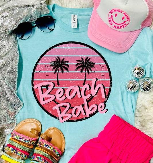 Beach Babe Circle Smiley Heather Purist Tultex Tee