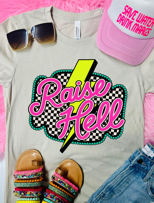 Raise Hell Neon Tan Tee