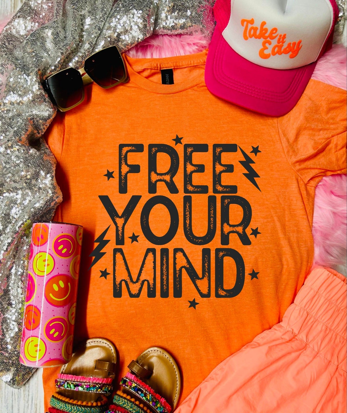 Free Your Mind Vintage Heather Orange Tee