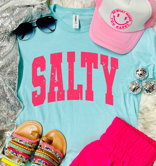 *DTG* Salty Neon Pink Distressed Heather Purist Tee