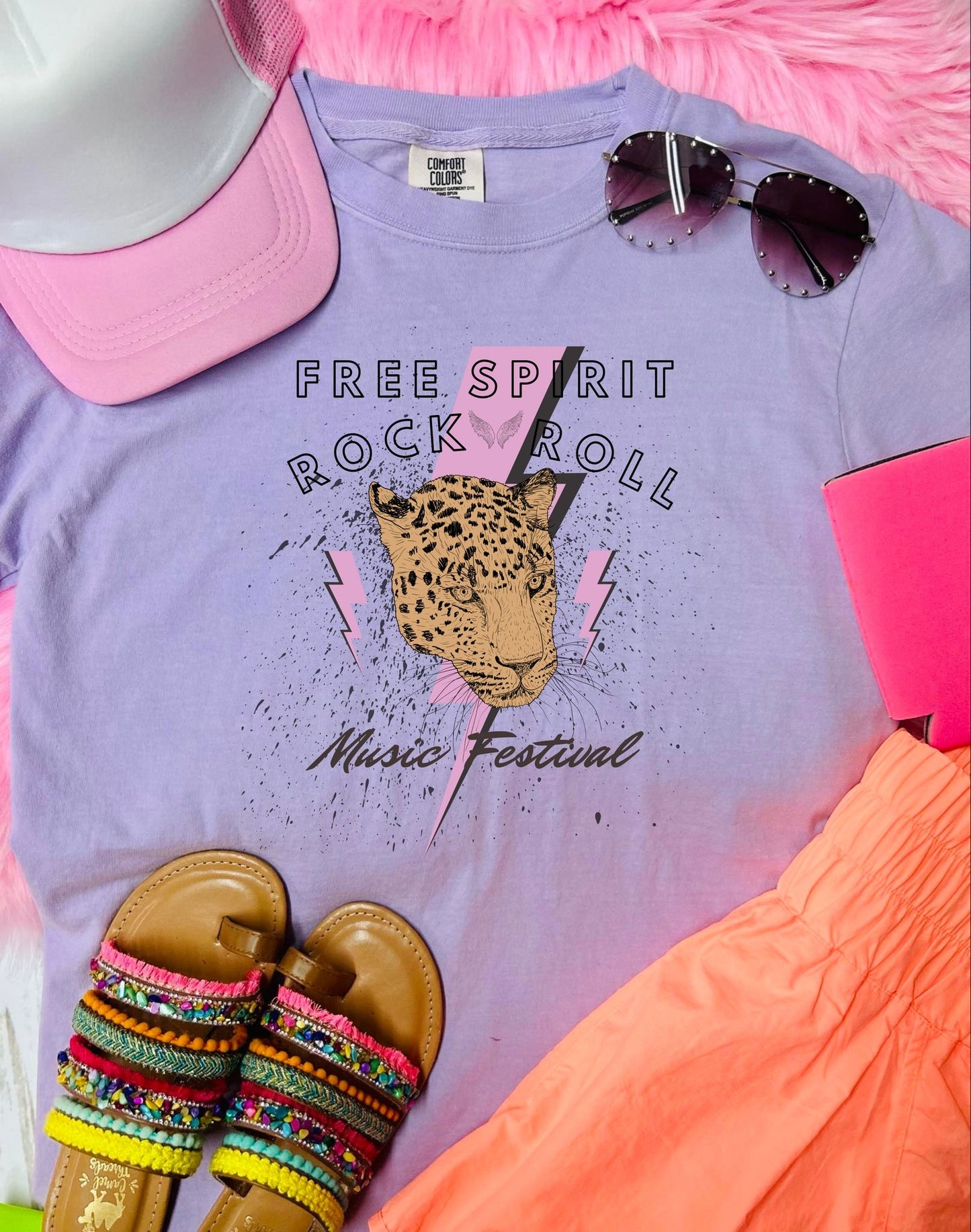 *DTF* Rock N Roll Music Festival Orchid Comfort Color Tee