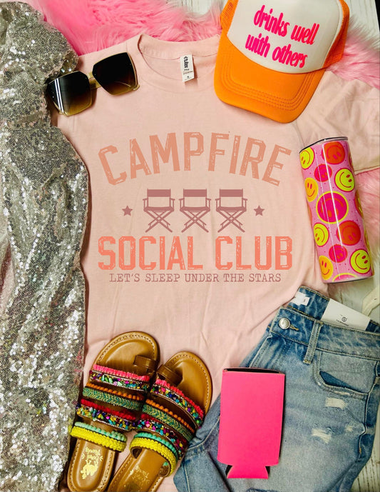 *DTF* Camp Fire Social Club Baby Pink Tultex Tee