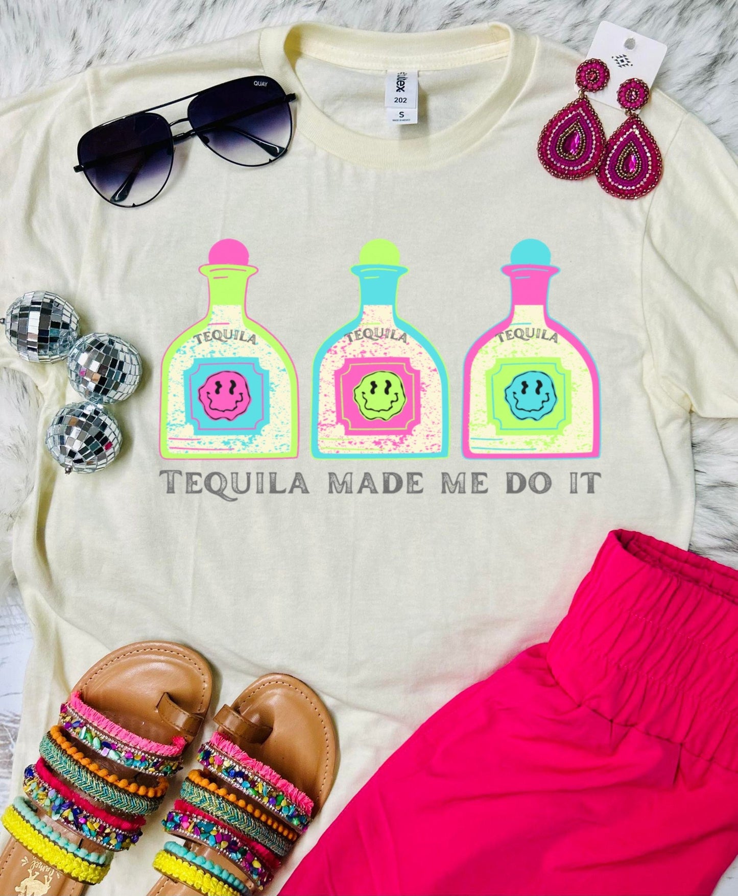 *DTF* Tequila Made Me Do It Ivory TulTex Tee