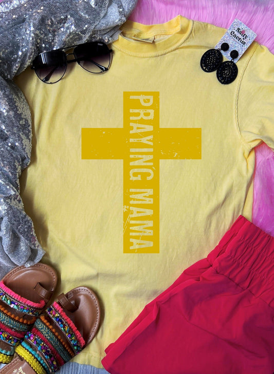 *DTF* Praying Mama Golden Cross Butter Comfort Color Tee