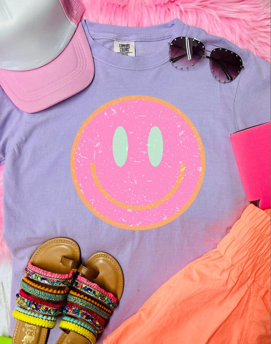 *DTF* Neo Smiley Orchid Comfort Color Tee