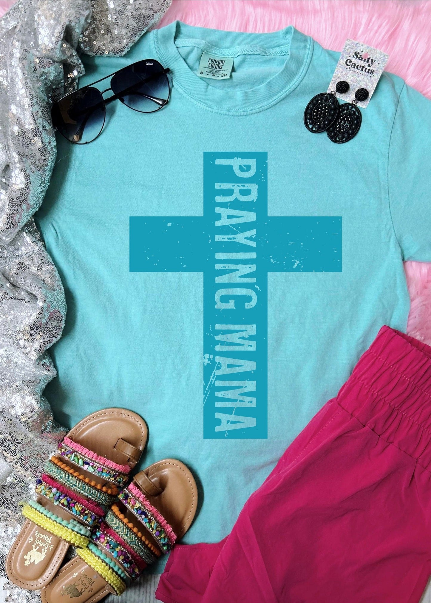 *DTF* Praying Mama Lagoon Chalky Mint Comfort Color Tee