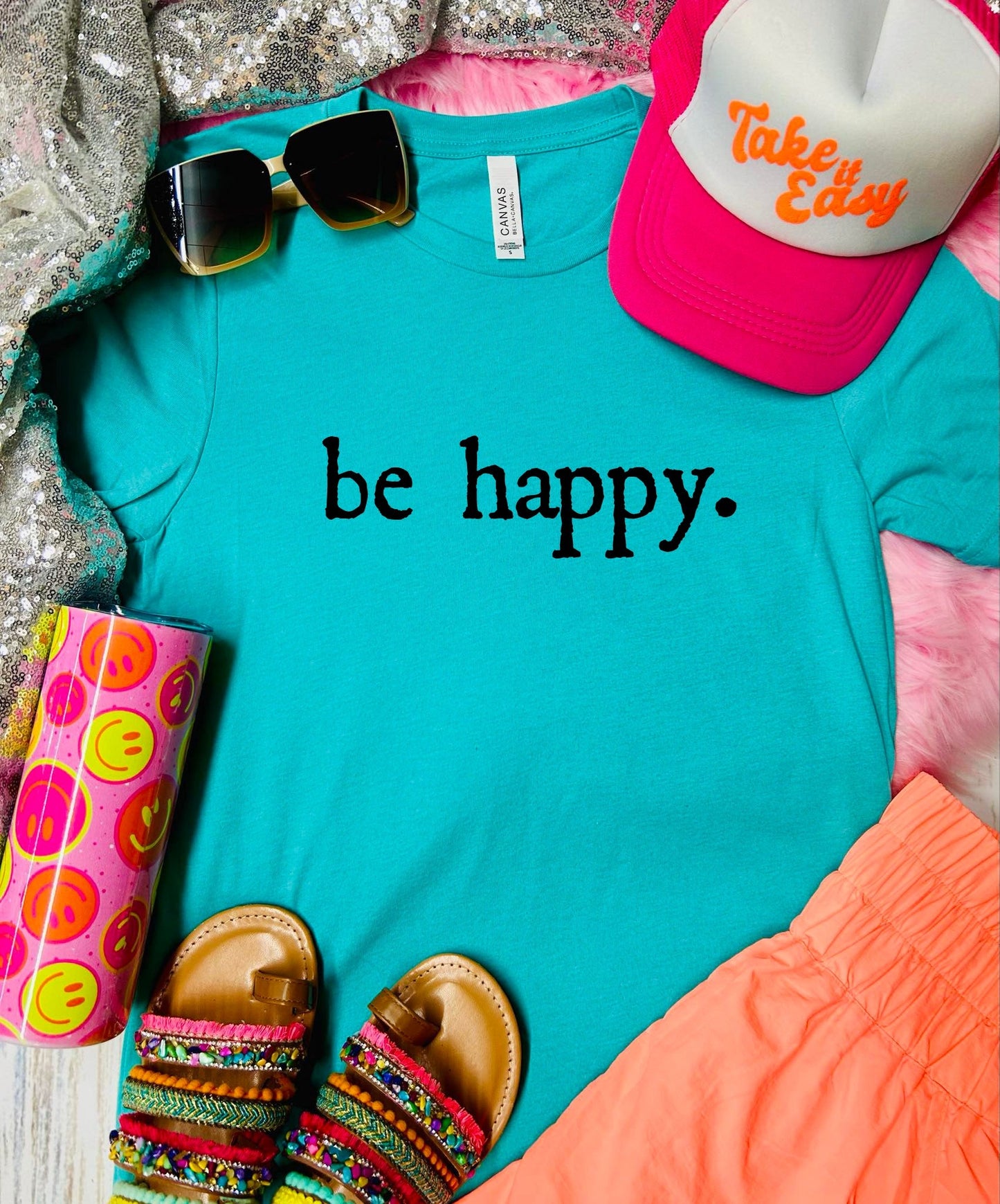 Be Happy Seafoam Tee