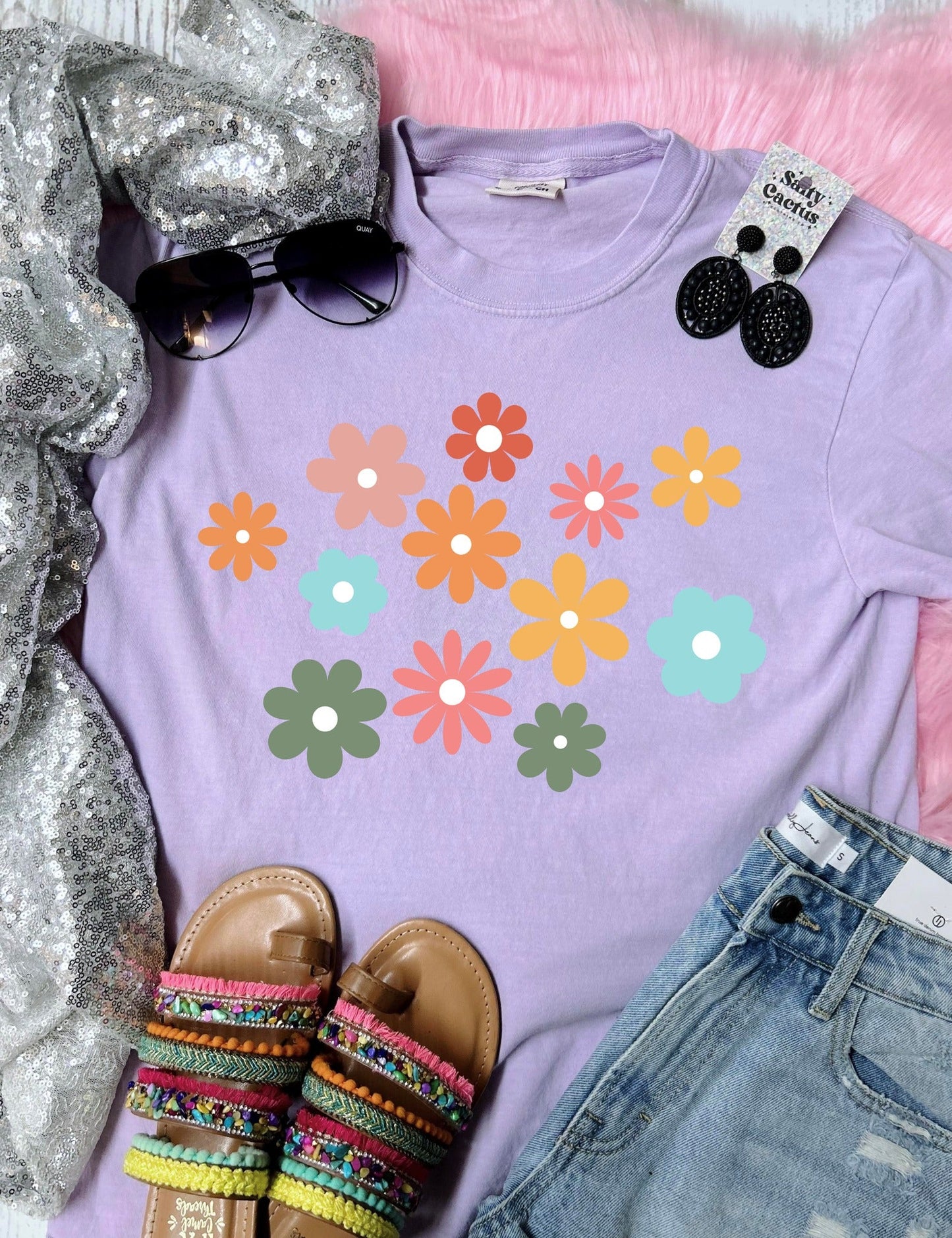 *DTF* Groovy Flowers Orchid Comfort Color Tee