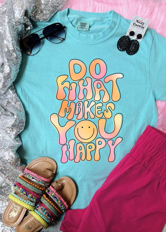 *DTF* Do What Makes You Happy Groovy Chalky Mint Comfort Color Tee