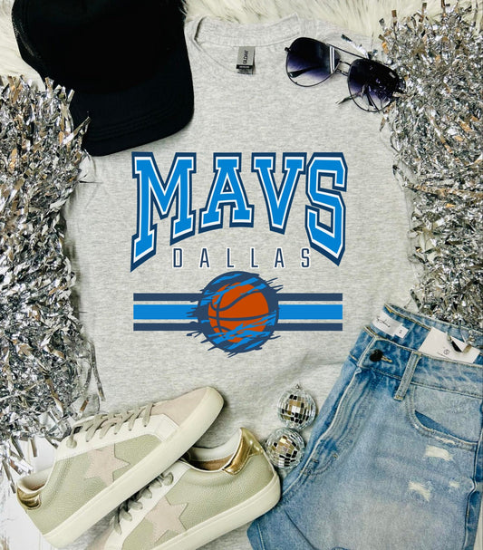 *RTS* Mavs Dallas Basketball Ash Grey Tee