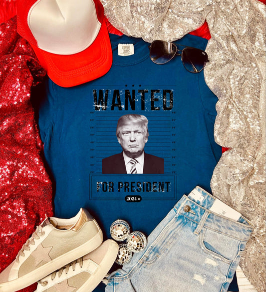 *DTF* Wanted for President Navy Comfort Color Tee