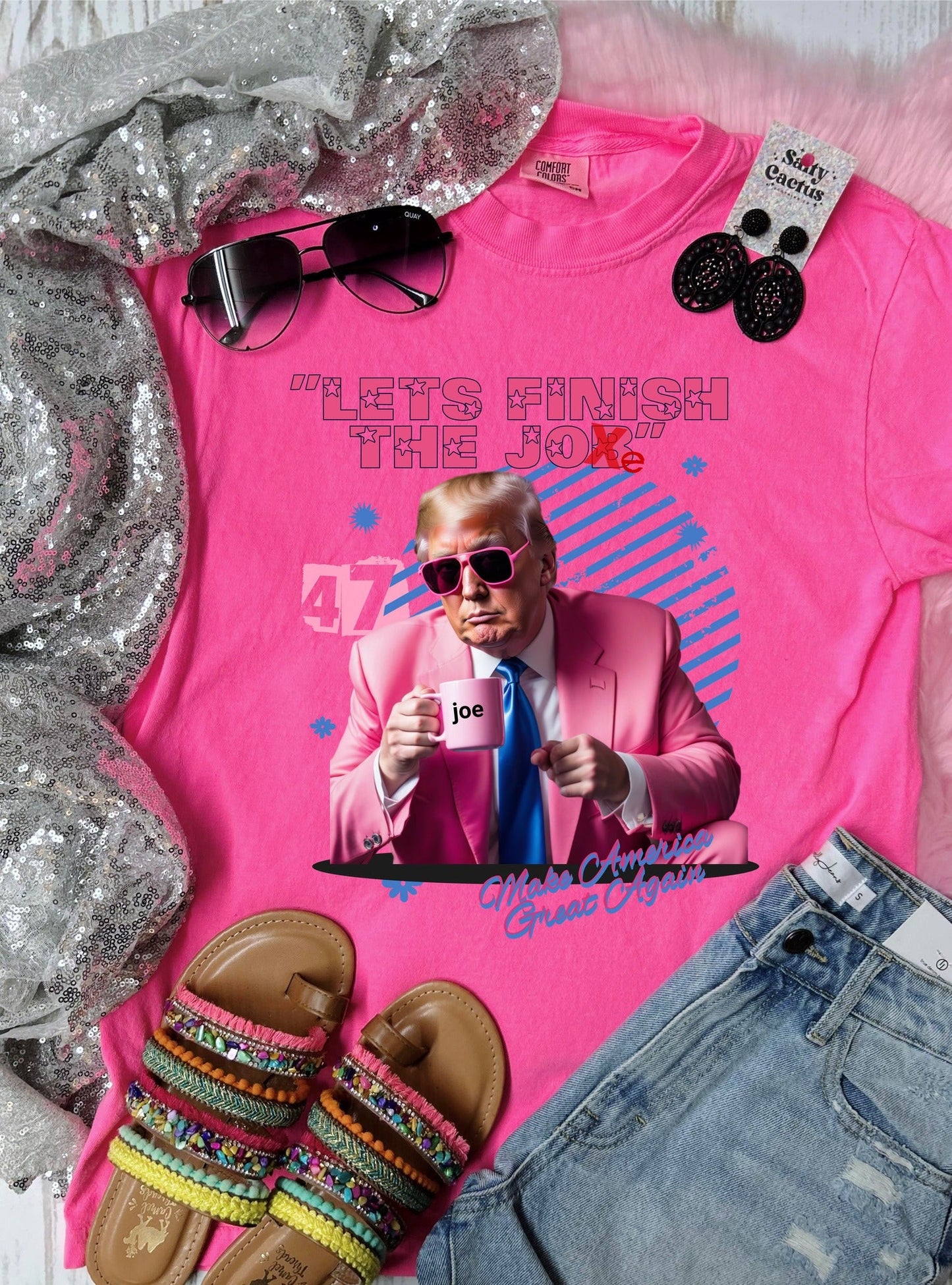 *DTF* Let Finish This JoB Neon Pink Comfort Color Tee