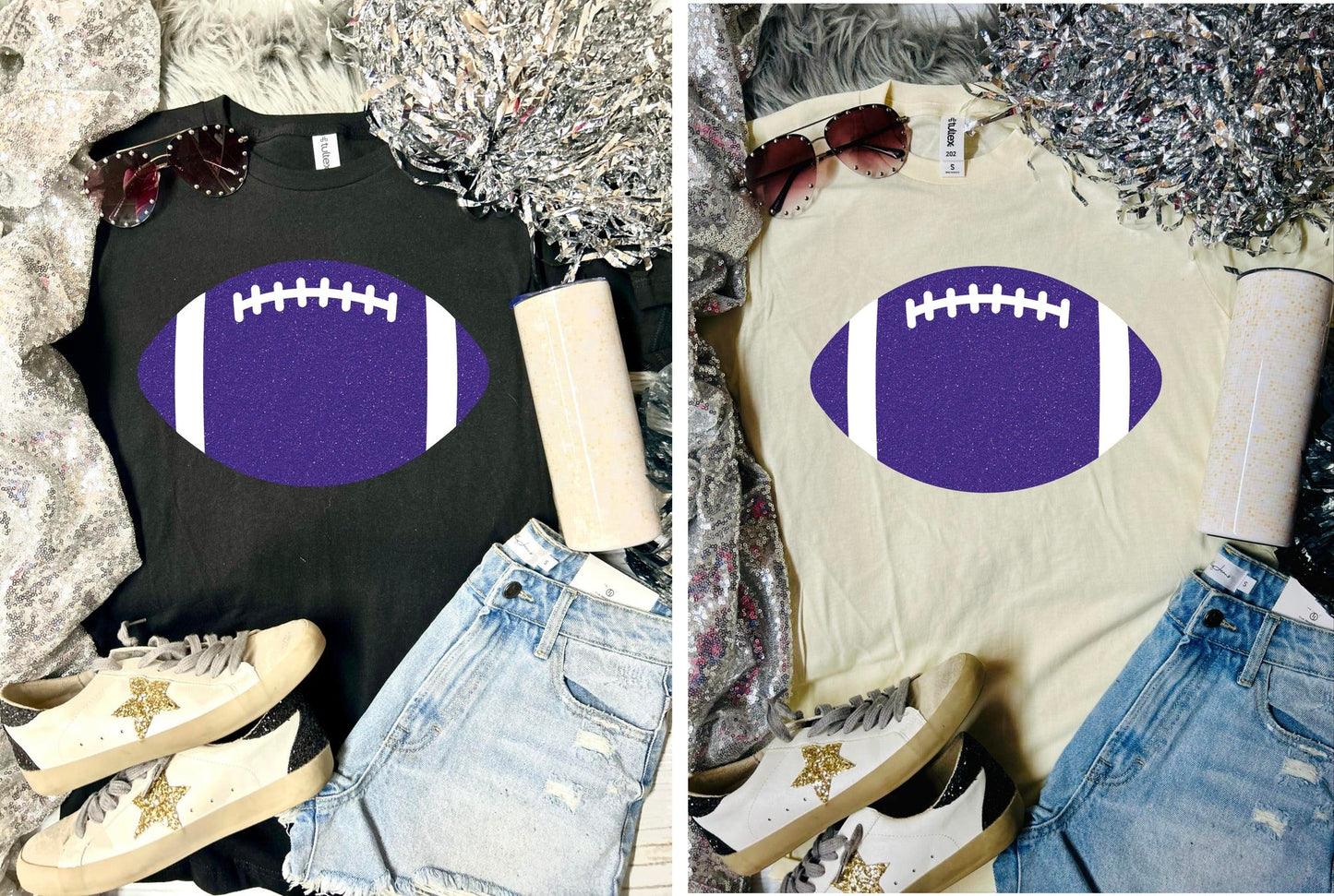 *DTF* Glitter Football Tultex Tee