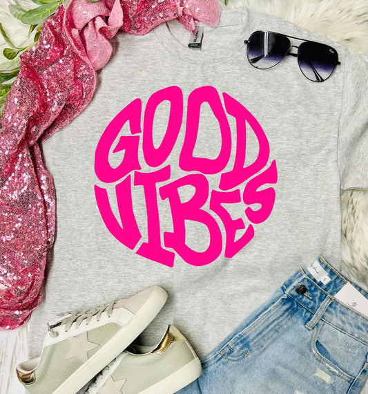 Neon Good Vibes Ash Grey Tee