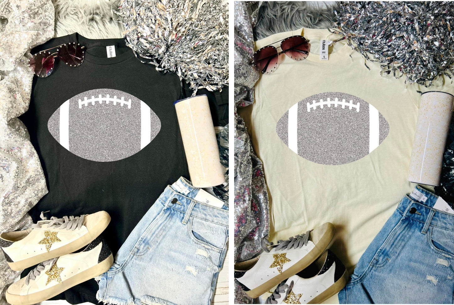 *DTF* Glitter Football Tultex Tee