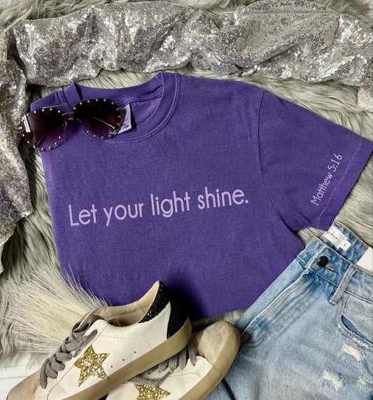 *DTF* Let your Light Shine Grape Comfort Color Tee