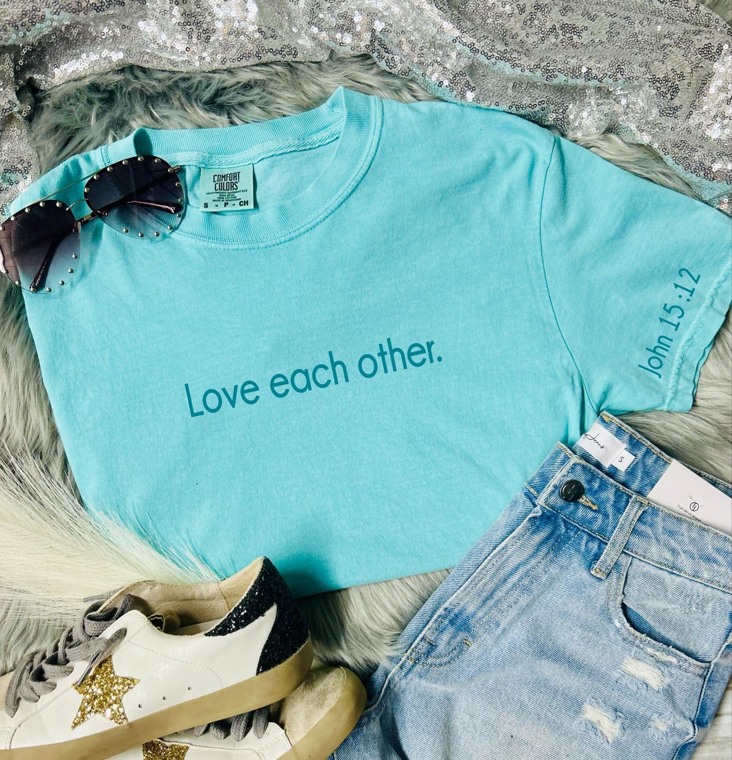 *DTF*Love Each Other Saphire Comfort Color Tee